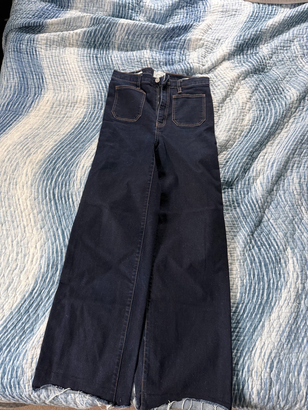 High-Waist Wide-Leg Jeans in Dark Navy
